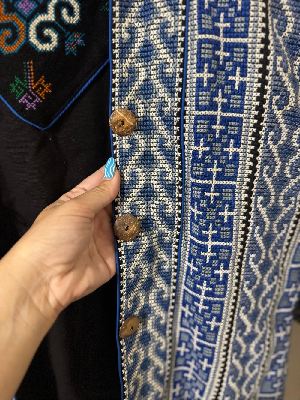Vintage Hill Tribes Thai Golden Triangle Reversible Embroidered Jacket L/XL - Picture 5 of 8